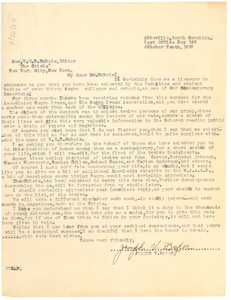 Letter from Joseph V. Baker to W. E. B. Du Bois