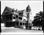 Medical staff members standing in front of the hospital at the Soldiers Home in Sawtelle, ca.1905