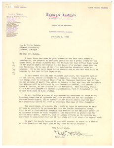 Letter from Tuskegee Institute to W. E. B. Du Bois