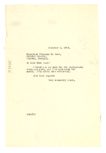 Letter from W. E. B. Du Bois to Spelman College