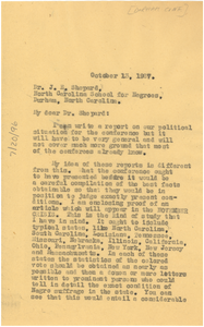 Letter from W. E. B. Du Bois to The Durham Conference