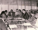 Photograph of the meeting at Moulin Rouge Hotel Coffee Shop to end segregation on the Las Vegas Strip, March, 1960