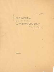 Thumbnail for Letter from W. E. B. Du Bois to Edgar H. Webster