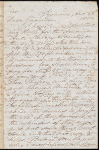 Letter from Samuel Joseph May, Syracuse, [N.Y.], to William Lloyd Garrison, Aug[ust] 23 1853