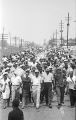 Coretta Scott King, Martin Luther King, Jr., Floyd McKissick, and other marchers in Jackson, Mississippi, near the end of the March Against Fear begun by James Meredith.