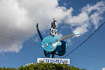 The "Devil's Crossroads" (or simply Crossroads) sign in Clarksdale, a prominent home to old-time blues music in the Mississippi (River) Delta region in Northwest Mississippi