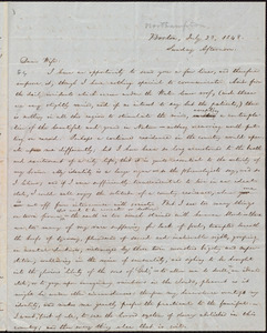 Letter from William Lloyd Garrison, Boston, Northampton, [Mass.], to Helen Eliza Garrison, July 23, 1848, Sunday Afternoon