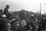 Crowd across the street from Ebenezer Baptist Church during Martin Luther King, Jr.'s funeral.