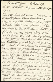 Extract from letter of A.W. Weston [to unknown person] [manuscript]