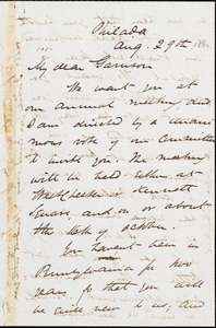 Letter from James Miller M'Kim, Philad[elphi]a, [Pa.], to William Lloyd Garrison, Aug[ust] 29th [1860]