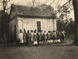 African American students outside the small Brier Hill School building in Alabama.