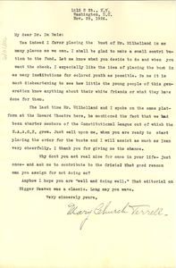 Letter from Mary Church Terrell to W. E. B. Du Bois