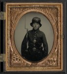 [Unidentified young soldier in 5th New Hampshire Infantry uniform and Whipple hat with bayoneted musket]