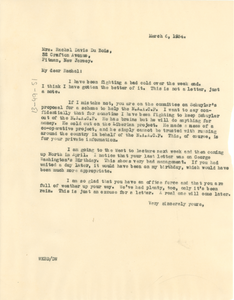 Letter from W. E. B. Du Bois to Rachel Davis DuBois