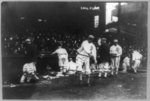 [Baseball pitcher for Philadelphia Athletics Edward Stewart Plank throwing ball to warm up in bull pen]