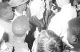 Police Chief Drue Lackey addressing a crowd during a civil rights demonstration in Montgomery, Alabama, probably ordering them to disperse.