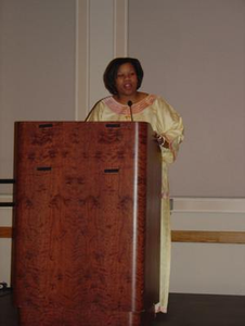 Cheylon Brown at a podium during BHM banquet 2006