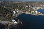 An October 2017 aerial view of the community of York Harbor, part of the town of York along Maine's rocky coast. York Harbor is a distinguished former Gilded Age summer colony noted for its resort architecture