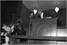 Martin Luther King, Sr., speaking to an audience at Holt Street Baptist Church in Montgomery, Alabama.