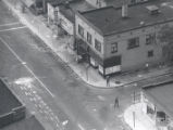 Aerial view of police on Joseph Avenue and Morris Street after riot, Rochester, NY, 1964