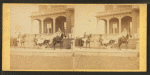 Thumbnail for People in coach with African American coachman, in front of house