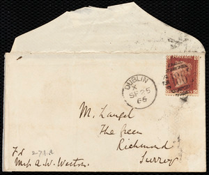 Thumbnail for Letter from Richard Davis Webb, 177 Great Brunswick Street, Dublin, [Ireland], to Anne Warren Weston, September 25, 1866