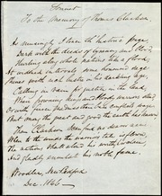 Sonnet] To the memory of Thomas Clarkson [manuscript