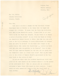 Letter from Anna V. Brown to W. E. B. Du Bois