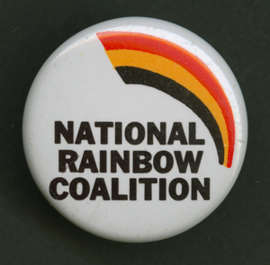 Pinback button promoting the National Rainbow Coalition