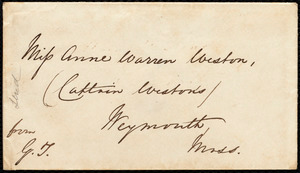 Letter from George Thompson, New Bedford, Mass, to Anne Warren Weston, Sunday Evening, 1/2 past 11 P.M., February 2, 1851