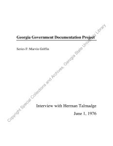 Herman Talmadge oral history interview, 1976 June 1