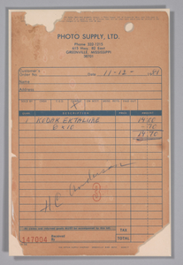 Receipt from Photo Supply Ltd. from the studio of H.C. Anderson