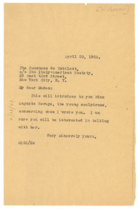 Letter from W. E. B. Du Bois to Irene Di Robilant