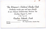 Woman's Political Study Club annual scholarship tea invitation