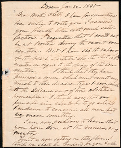 Letter from David Root, Dover, to Amos Augustus Phelps, Jan 22 - 1835