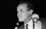 Harry Belafonte at the "Stars for Freedom" rally at the City of St. Jude in Montgomery, Alabama, the night before the end of the Selma to Montgomery March.