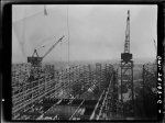 [Untitled photo, possibly related to: Baltimore, Maryland. The rear parts of the Liberty ship Frederick Douglass in an early stage of construction at the Bethlehem-Fairfield shipyards]