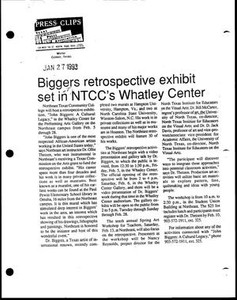 Biggers retrospective exhibit set in NTCC's Whatley Center