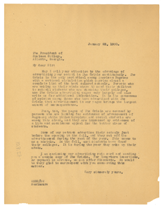 Letter from W. E. B. Du Bois to Spelman College