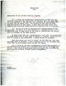 Memorandum from Roy Wilkins to W. E. B. Du Bois