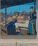 Mural depicts the surprising arrival of camels at the U.S. Army's Camp Verde in the county. Painted on the wall of a lumber company in Ingram, Texas