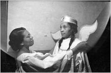 Women back stage, preparing for the morality play "Heaven Bound," staged by the Big Bethel African Methodist Choir, at the Atlanta Theatre (23 Exchange Place), Atlanta, Georgia, August 1937