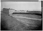 8.   October 1958 VIEW OF SOUTH BASTION (FOREGROUND) LOOKING TOWARD NO. 2 SOLDIERS' BARRACKS (BUILDING E) - Fort McHenry National Monument &amp; Historic Shrine, East Fort Avenue at Whetstone Point, Baltimore, Independent City, MD