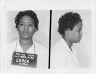 Mississippi State Sovereignty Commission photograph of Etta Marie Simpson following her arrest for her participation in the Freedom Rides, Jackson, Mississippi, 1961 May 28