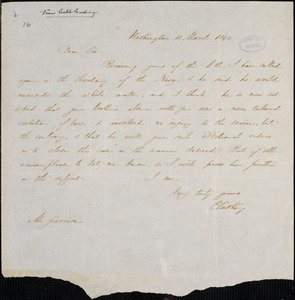 Letter from Caleb Cushing, Washington, [District of Columbia], to William Lloyd Garrison, 1840 March 11