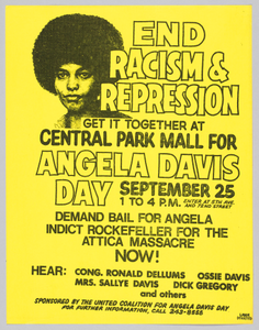 Flyer Promoting a Rally for Angela Davis Day