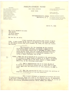 Letter from Phelps-Stokes Fund to W. E. B. Du Bois