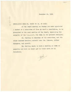 Memorandum from Walter White to W. E. B. Du Bois