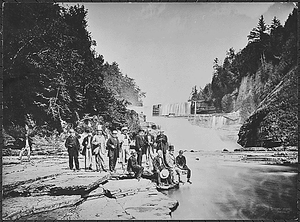 Diplomats at the foot of an unidentified waterfall, New York State