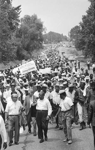 Marchers in Jackson, Mississippi, near the end of the March Against Fear begun by James Meredith.